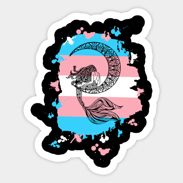 Cool Transgender LGBTQ Trans Pride Mermaid Art Moon Mandala Sticker by Kimmicsts